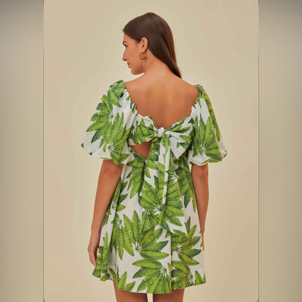 Farm Rio Off-White Palms Fan Mini Dress - Picture 6 of 7